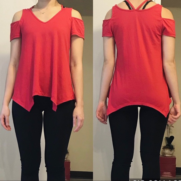 Red Cold Shoulder Top - Picture 2 of 2